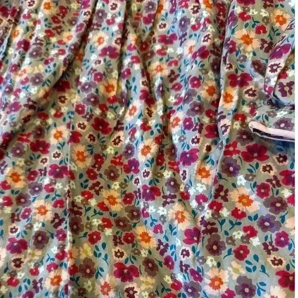 Girls Gray Pink Floral Tea Collection Dress Long Sleeve Lined Size 4 - Picture 5 of 5